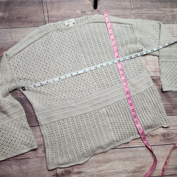 5/$15 Style & Co. Cream Crochet Boat Neck Long Sleeve Knit Sweater - Picture 3 of 7